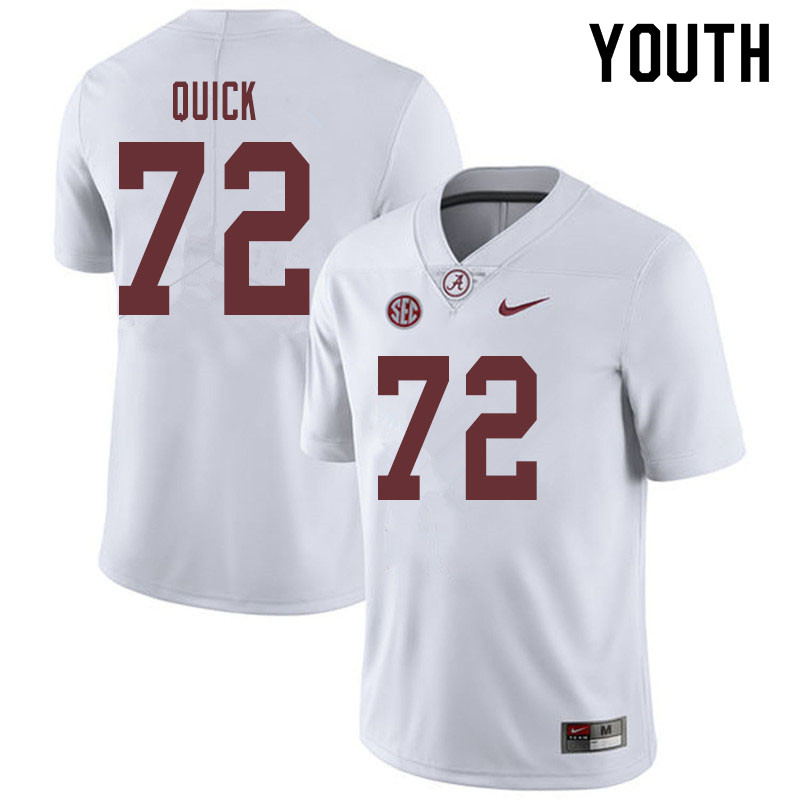 Alabama Crimson Tide Youth Pierce Quick #72 White NCAA Nike Authentic Stitched 2019 College Football Jersey FZ16K03DR